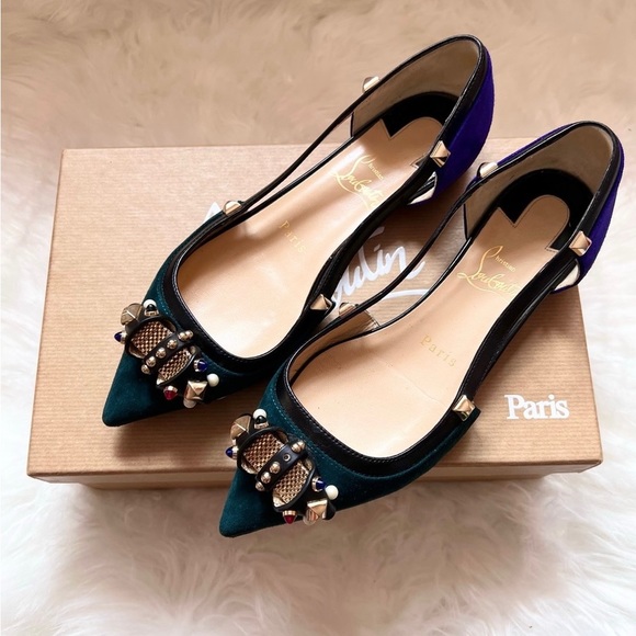 CHRISTIAN LOUBOUTIN Tudor Young Embellished Flats - Picture 2 of 9